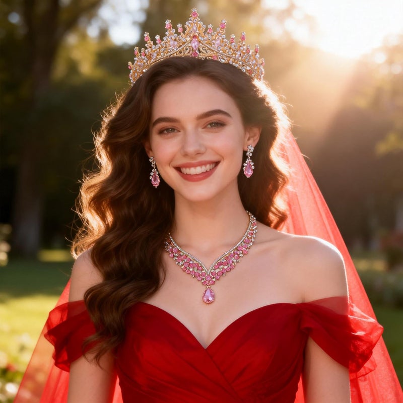 Kamirola Tiaras and Crowns for Women,Tiaras Earrings Necklace, Crystal Bridal Jewelry Set, Costume Party Halloween Prom Pageant Jewelry for Women (TR28) - Image 3